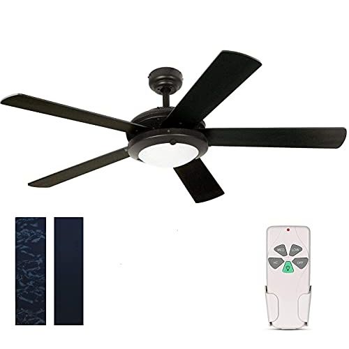  HYATECH 52 Inch Modern Style Indoor Ceiling Fan with Dimmable Light Kit and Remote Control, Reversible Blades and Motor, ETL Listed 110V Ceiling Fans for Living Room, Bedroom, Basement, Ki