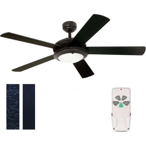  HYATECH 52 Inch Modern Style Indoor Ceiling Fan with Dimmable Light Kit and Remote Control, Reversible Blades and Motor, ETL Listed 110V Ceiling Fans for Living Room, Bedroom, Basement, Ki