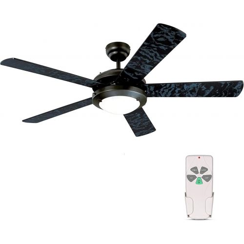  HYATECH 52 Inch Modern Style Indoor Ceiling Fan with Dimmable Light Kit and Remote Control, Reversible Blades and Motor, ETL Listed 110V Ceiling Fans for Living Room, Bedroom, Basement, Ki