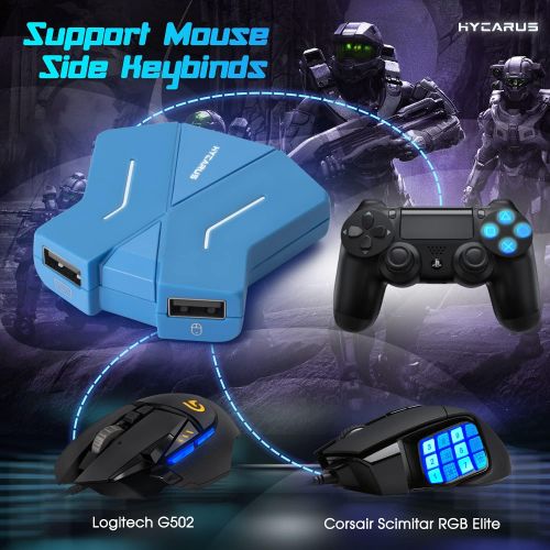  [아마존베스트][Support 3.5mm Headset] HYCARUS Keyboard and Mouse Adapter for Nintendo Switch/Xbox One/ PS4/ PS3, PS4 Keyboard Adapter & Xbox Keyboard Adapter. Perfect for Games Like FPS, TPS, RT