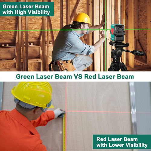  HYCHIKA BETTER TOOLS FOR BETTER LIFE Laser Level, HYCHIKA 150Ft Self-Leveling Green Laser Level for Outdoor, Dual Modules with 2 Laser Heads Horizontal Vertical Cross Line, USB Recharge Laser Tool with 360° Magnetic B