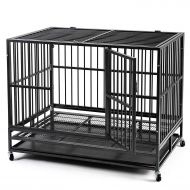 HYD-Parts HYD-parts Steel 37inch/42inch/48inch Large Dog Cage,Heavy Duty Strong Pet Kennel Crate Playpen with Wheels for Large Dogs