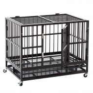 HYD-Parts Large Dog Cage,Steel Heavy Duty Strong Pet Kennel Crate Playpen with Wheels for Pet Dogs,36 Inches