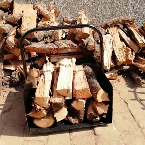  HYDT Log Storage Holder, Firewood Rack Wood Lumber Storage with Handles, for Indoor Outdoor Wood Stove Coal Holder, Black