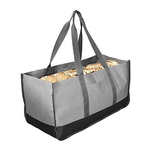  HYDT Large Oxford Cloth Log Carrier Bag, Heavy Duty Fireplace Firewood Tote Bag for Indoor Wood Stoves Outdoor Camping, 64×30×33cm (Color : Grey)