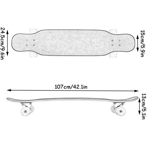  HYE-SPORT 42,1 Zoll X 9,7 Zoll Wide Deck Pro Skateboard fuer Anfanger und Profis Komplettes Double Kick Trick Skateboard