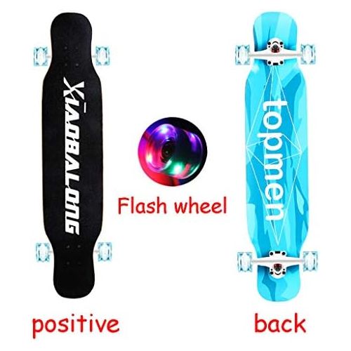  HYE-SPORT Skateboard Pro 42,1 Zoll X 9,7 Zoll Wide Deck Longboards Skateboard Kompletter Double Kick Trick Skateboard fuer Anfanger und Profis (Flash Wheel)