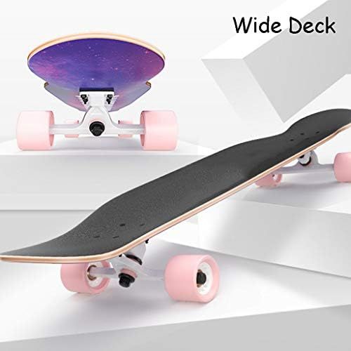  HYE-SPORT Skateboard Pro 42,1 Zoll X 9,7 Zoll Wide Deck Longboards Skateboard Kompletter Double Kick Trick Skateboard fuer Anfanger und Profis (Flash Wheel)
