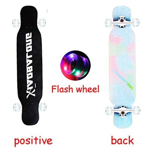  HYE-SPORT Skateboard Pro 42,1 Zoll X 9,7 Zoll Wide Deck Longboards Skateboard Kompletter Double Kick Trick Skateboard fuer Anfanger und Profis (Flash Wheel)