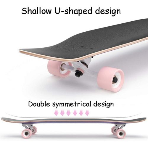  HYE-SPORT Skateboard Pro 42,1 Zoll X 9,7 Zoll Wide Deck Longboards Skateboard Kompletter Double Kick Trick Skateboard fuer Anfanger und Profis (Flash Wheel)