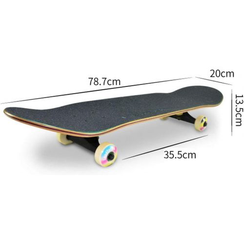  HYE-SPORT 31-Zoll-komplettes Pro-Skateboard 7-Schicht-Ahorn-Holz-Skateboard-Deck mit doppeltem Tritt-konkaven Design fuer Kinder und Erwachsene Anfanger - Alter 5 Jahre