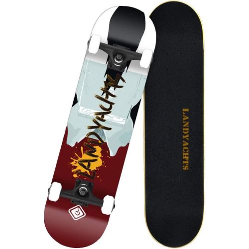  HYE-SPORT 31-Zoll-komplettes Pro-Skateboard 7-Schicht-Ahorn-Holz-Skateboard-Deck mit doppeltem Tritt-konkaven Design fuer Kinder und Erwachsene Anfanger - Alter 5 Jahre