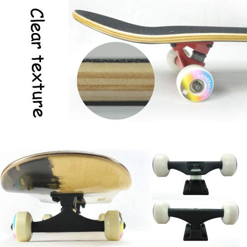  HYE-SPORT 31-Zoll-komplettes Pro-Skateboard 7-Schicht-Ahorn-Holz-Skateboard-Deck mit doppeltem Tritt-konkaven Design fuer Kinder und Erwachsene Anfanger - Alter 5 Jahre