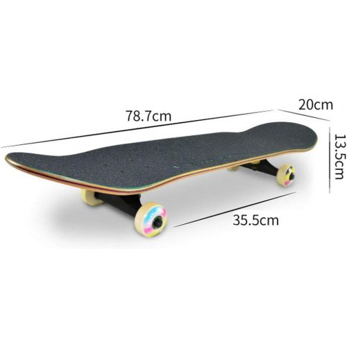  HYE-SPORT Standard Skateboard Komplett fuer Erwachsene und Anfanger - 31 Zoll Double Kick Concave Skateboard Komplettes Ahorn Deck PU-Rader ABEC-9 Lager fuer Jugendliche Erwachsene K