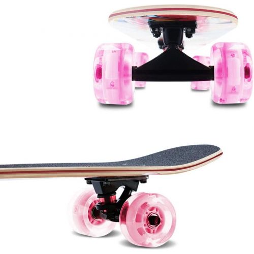  HYE-SPORT Skateboard Mini Board Cruisher 26,8 Zoll Komplettes Skateboard fuer Kinder Jungen Jugendliche Anfanger 7-Schicht Ahorn Deck und Glatte PU-Rollen mit Werkzeug (2 Styles)