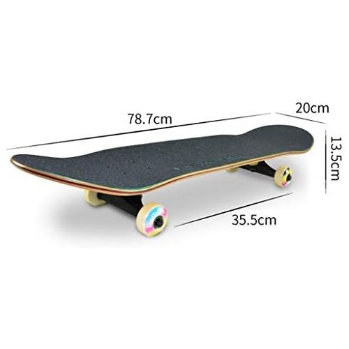  HYE-SPORT 31-Zoll-Skateboard Komplette 7-Schicht-Ahorn-Doppeltritt-konkave Skateboards, ABEC-9-Tricks-Skateboard fuer Anfanger und Profis