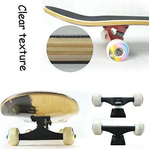  HYE-SPORT 31-Zoll-Pro-Ahorn-Skateboard Komplette 7-Schicht-Ahorn-Doppeltritt-Plattform-konkave Tricks-Skateboard fuer Jugendliche, Anfanger, Madchen, Jungen, Kinder, Erwachsene