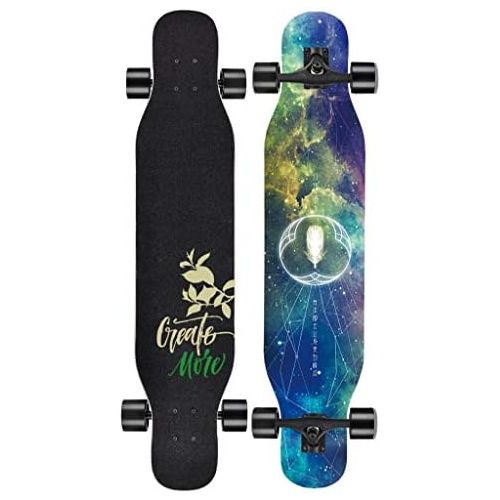  HYE-SPORT 47,2 Zoll X 9,8 Zoll Breite Deck Longboards Skateboard Ahorn Tanzen Longboard Fuer Erwachsene, Jugendliche und Kinder Design komplett zusammengebaut