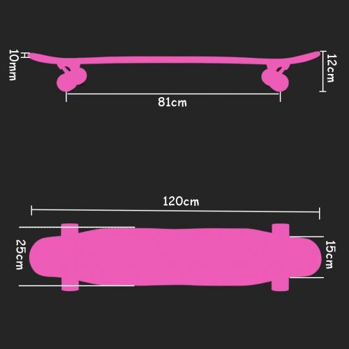  HYE-SPORT Super Drop-Through 47,2 Zoll Longboard Skateboard Komplett fuer Anfanger Adult Girl Boy Tanzen Longboard Cruiser Max Load 460 Pfund