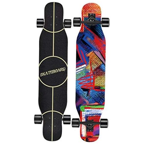 HYE-SPORT Longboards Skateboard 47,2 Zoll X 9,8 Zoll Breit Deck Ahorn Tanzen Longboard fuer Erwachsene, Jugendliche und Kinder Design komplett montiert