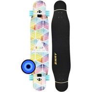 HYE-SPORT Longboard Skateboard fuer Anfanger oder Profis 42 Zoll X 9 Zoll Wide Deck Freeride Kompletter Cruiser 7-Lagen-Ahorn mit PU-Rad