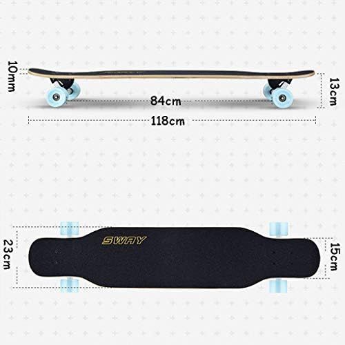  HYE-SPORT 46-Zoll-Tanzen-Longboard-Skateboard Drop durch Deck Kompletter Maple Cruiser Freestyle-7-Layer-Maple mit LED-Laufradern fuer Einsteiger und Profis