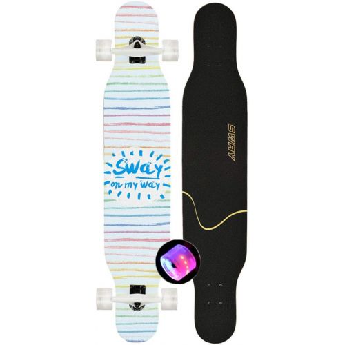  HYE-SPORT 46-Zoll-Tanzen-Longboard-Skateboard Drop durch Deck Kompletter Maple Cruiser Freestyle-7-Layer-Maple mit LED-Laufradern fuer Einsteiger und Profis