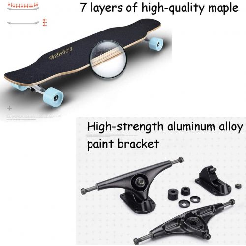  HYE-SPORT 46-Zoll-Tanzen-Longboard-Skateboard Drop durch Deck Kompletter Maple Cruiser Freestyle-7-Layer-Ahorn mit LED-Leuchtradern (Drop Through Deck - Camber Concave)