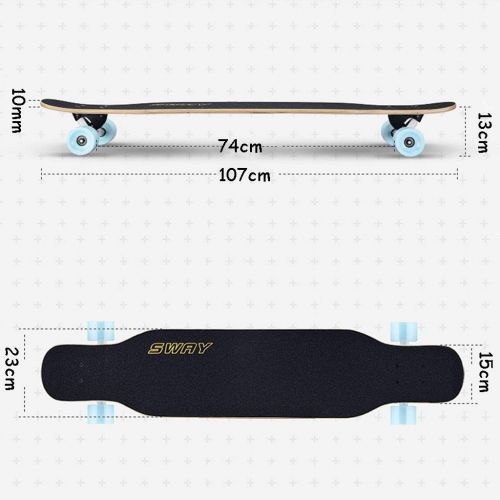  HYE-SPORT Tanzen Longboard Skateboard 42 Zoll Drop Through Deck Komplette Maple Cruiser Freestyle (Drop Through Deck - Camber Concave)