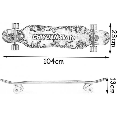  HYE-SPORT 41 Zoll Longboard Komplettes Skateboard fuer Kinder Erwachsene Anfanger mit ABEC-11-Lager fuer Cruising, Carving, Free-Style, Downhill und Dancing