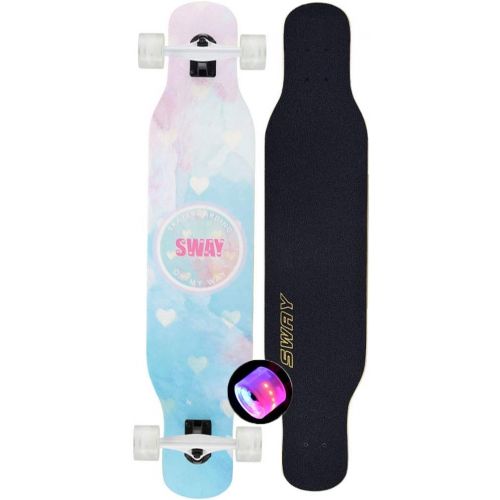  HYE-SPORT Longboards Skateboard fuer Anfanger Komplettes 42-Zoll-Skateboard 7-Schicht-Ahorn mit LED-Leuchtradern - Lernen, UEben und Landtricks in kuerzester Zeit!