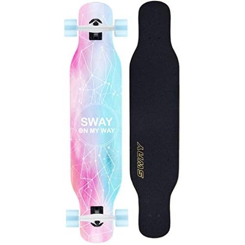  HYE-SPORT Skateboard Anfanger Longboard Skateboard 42 Zoll X 9 Zoll Breites Deck Erwachsene 4-Rad Skateboard Professionelles Tanzbrett (Drop Through Deck - Camber Concave)