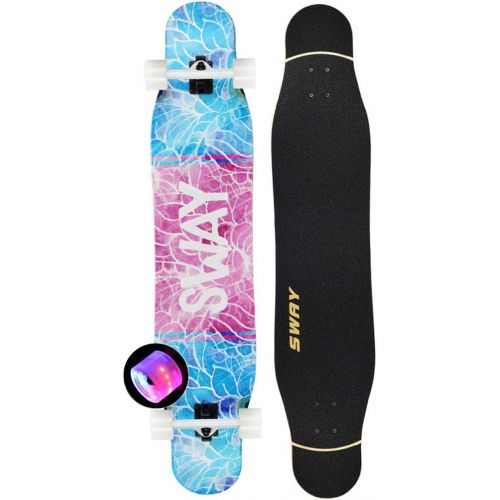  HYE-SPORT Tanzendes Longboard Skateboard fuer Anfanger oder Profis 42 Zoll X 9 Zoll Wide Deck Freeride Kompletter Cruiser 7-Schicht-Ahorn mit LED-Flash-PU-Rad