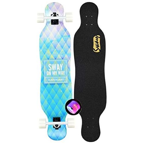  HYE-SPORT 41-Zoll-Longboards Skateboards Tropfen Durch Freestyle 7-schichtige Holz Ahorn mit LED leuchten Rader Tanzen Longboard fuer Kinder/Jungen/Madchen/Jugendliche/Erwachsene