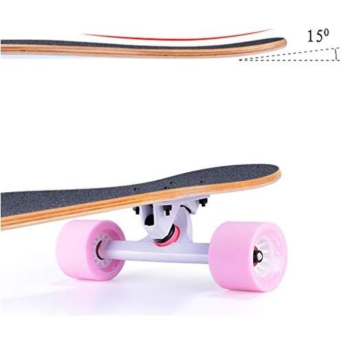  HYE-SPORT Skateboards fuer Anfanger/Erwachsene/Jugendliche 43-Zoll-Tanzen-Longboard-7-Schicht-Ahorn mit glatten PU-Rollen (Drop Through Deck - Camber Concave)