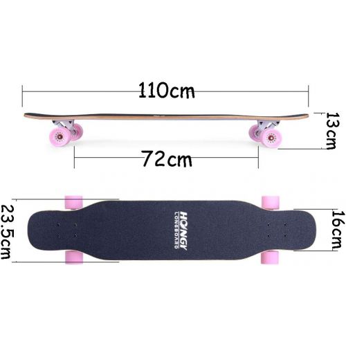  HYE-SPORT Skateboards fuer Anfanger/Erwachsene/Jugendliche 43-Zoll-Tanzen-Longboard-7-Schicht-Ahorn mit glatten PU-Rollen (Drop Through Deck - Camber Concave)