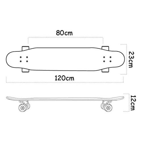  HYE-SPORT 46-Zoll-Longboards Skateboard Professionelles Dance Board fuer Erwachsene/Anfanger 8-lagiger Ahorn mit glatten PU-Rollen Max. Belastung 440 Pfund