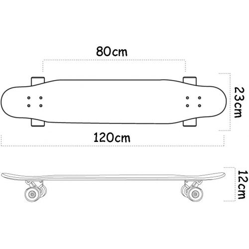  HYE-SPORT 46-Zoll-Longboards Skateboard Professionelles Dance Board fuer Erwachsene/Anfanger 8-lagiger Ahorn mit glatten PU-Rollen Max. Belastung 440 Pfund