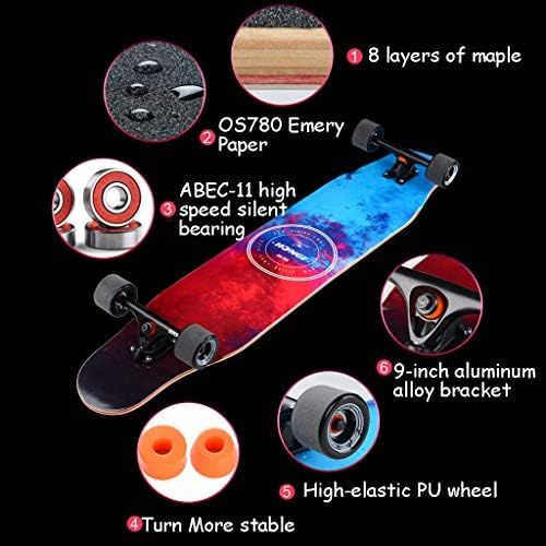  HYE-SPORT Longboards Skateboard 46-Zoll-Professionelles Dance Board fuer Erwachsene/Anfanger 8-lagiger Ahorn mit glatten PU-Rollen max. Belastung 440 Pfund