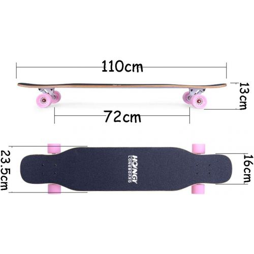  HYE-SPORT 43 Inch X 9 Zoll Wide Deck Skateboards fuer Anfanger/Erwachsene/Jugend Tanzen Longboard 7-schichtige Laubholz Ahorn mit glatter PU-Rollen voellig zusammengebaut