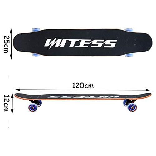  HYE-SPORT Skateboards 47 Zoll X 9,8 Zoll Wide Deck Tanzen Longboards 8-Schichthartholz-Ahorn und Glatte PU-Rollen komplett montiert (Drop Through Deck - Camber Concave)