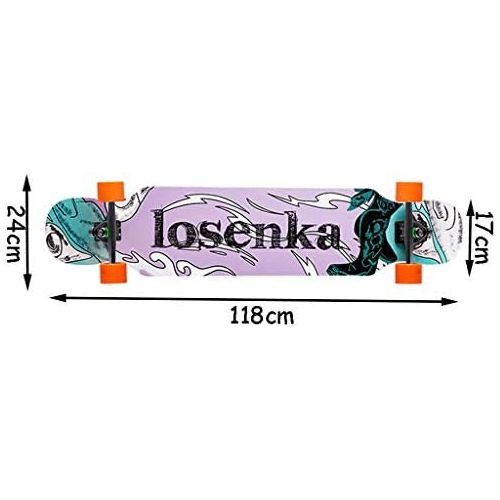  HYE-SPORT Longboards Skateboard 46-Zoll-Tanzen Longboards 8-Layer-Maple- und Soft Wheels-Tricks Skateboard fuer Anfanger (Drop Through Deck - Camber Concave)