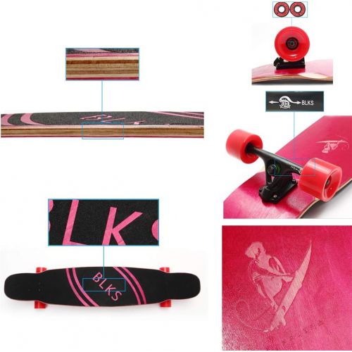  HYE-SPORT Longboards Skateboard 46inch Complete Skateboard Longboard Drop Through Freestyle Longboard for Kids Youths Adults Longboard for Cruising, Carving, Free-Style, Downhill a