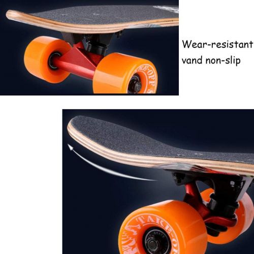  HYE-SPORT YEENUO 7-Layer Youth Skateboard Complete Skateboard, 26 Inch Complete Skateboard Deck Double Kick Maple Adult Trick Beginner Skateboard, Adult Gift, Teenager, Kids