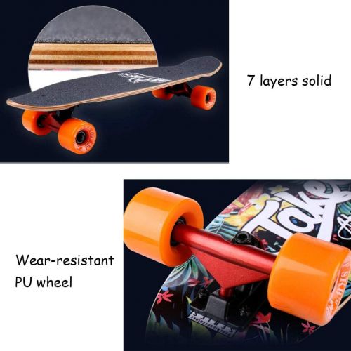  HYE-SPORT YEENUO 7-Layer Youth Skateboard Complete Skateboard, 26 Inch Complete Skateboard Deck Double Kick Maple Adult Trick Beginner Skateboard, Adult Gift, Teenager, Kids