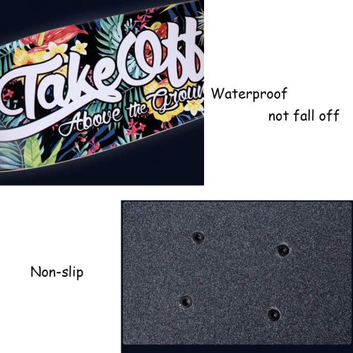  HYE-SPORT YEENUO 7-Layer Youth Skateboard Complete Skateboard, 26 Inch Complete Skateboard Deck Double Kick Maple Adult Trick Beginner Skateboard, Adult Gift, Teenager, Kids