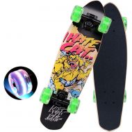 HYE-SPORT YEENUO Deck Full Skateboard 26 Inches, 4-Wheel Flash Model, Maple Deck 7-Layer Double Reverse Deck Concave Cruiser Skateboard, Boy, Girl, Teenager, Adult, Beginner