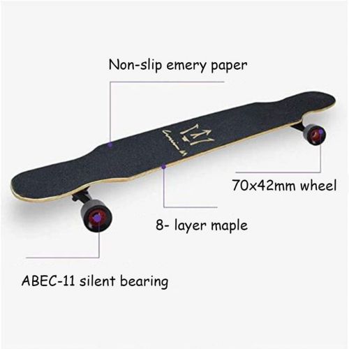  HYE-SPORT 42 ”x9 ” Longboard Skateboard Cruiser Longboard Skateboard, 8 Layer Complete Canadian Maple Wood Double Kick Concave Maple Pro Beginner Dance Board with LED PU Wheels for