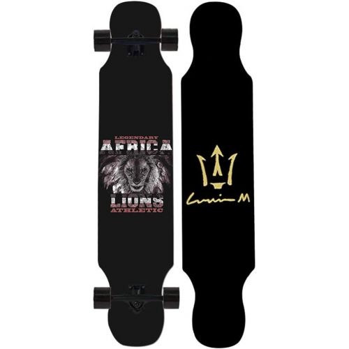  HYE-SPORT 42 ”x9 ” Longboard Skateboard Cruiser Longboard Skateboard, 8 Layer Complete Canadian Maple Wood Double Kick Concave Maple Pro Beginner Dance Board with LED PU Wheels for