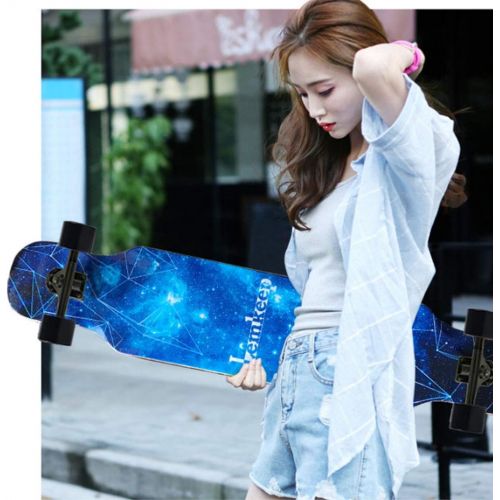  HYE-SPORT 42 ”x9 ” Longboard Skateboard Cruiser Longboard Skateboard, 8 Layer Complete Canadian Maple Wood Double Kick Concave Maple Pro Beginner Dance Board with LED PU Wheels for